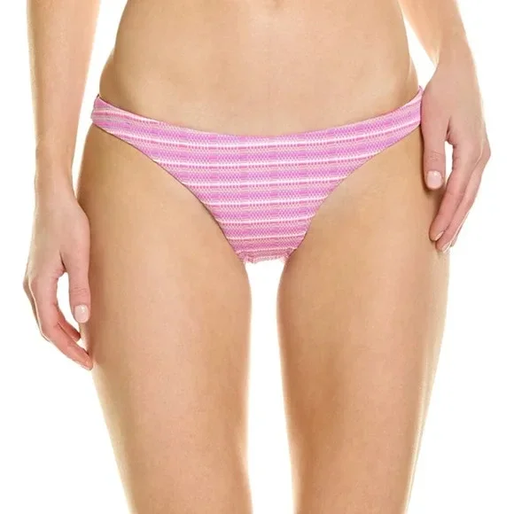 L*SPACE Camacho Bikini Bottoms Electric Pique Pink Stripe Stretch Size XL NEW - Picture 2 of 7